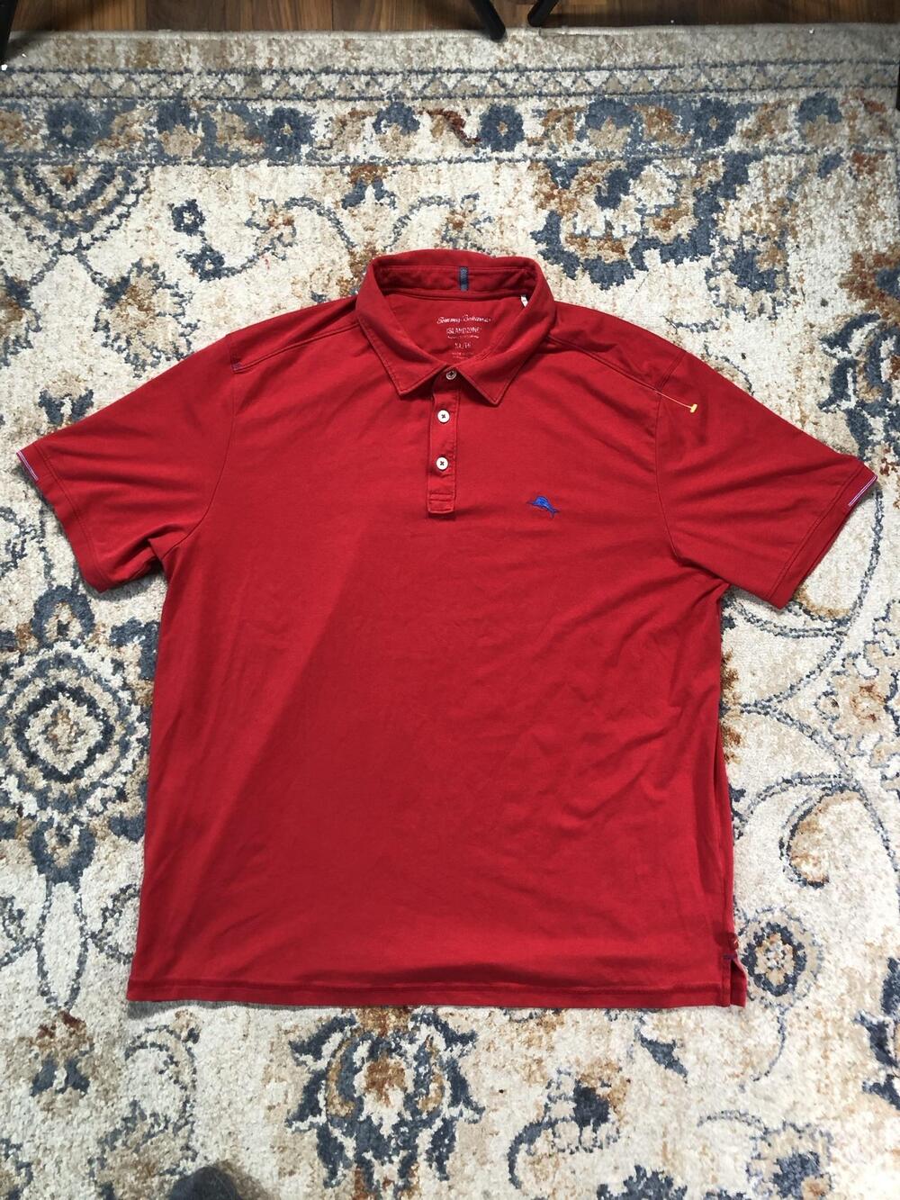 Tommy Bahama IslandZone Polo Shirt Mens M Red Golf Performance Short Sleeve